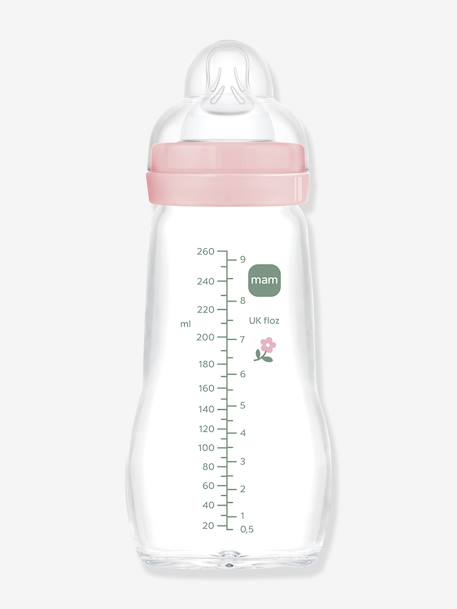 Biberon verre 260 ml Feel Good débit 2 beige+bleu+rose 16 - vertbaudet enfant 