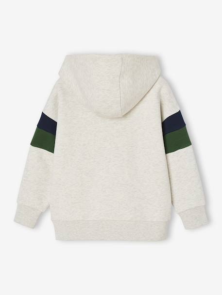 Sweat garçon à capuche motif placé blanc+blanc chiné+marine+noix de pécan+vert sauge 7 - vertbaudet enfant 