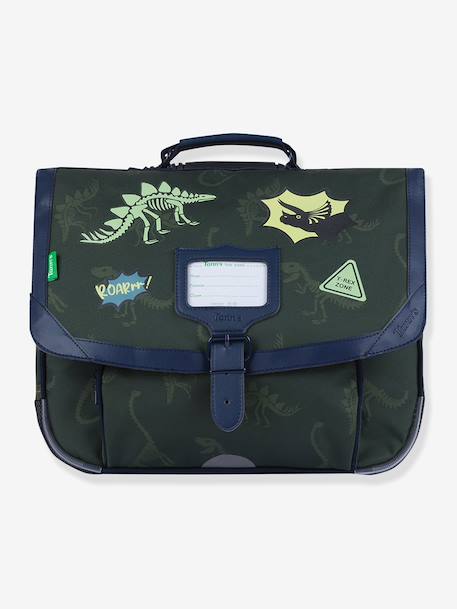 Cartable dinosaures Timothée Les Fantaisies TANN'S patchs phosphorescents kaki 1 - vertbaudet enfant 