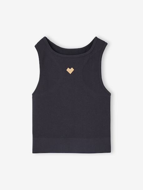 Tee-shirt sport cropped 2 en 1 avec brassière fille gris chiné 3 - vertbaudet enfant 