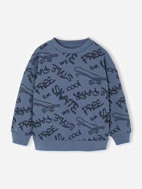 Sweat imprimé garçon beige chiné+bleu moyen+vert sauge 4 - vertbaudet enfant 