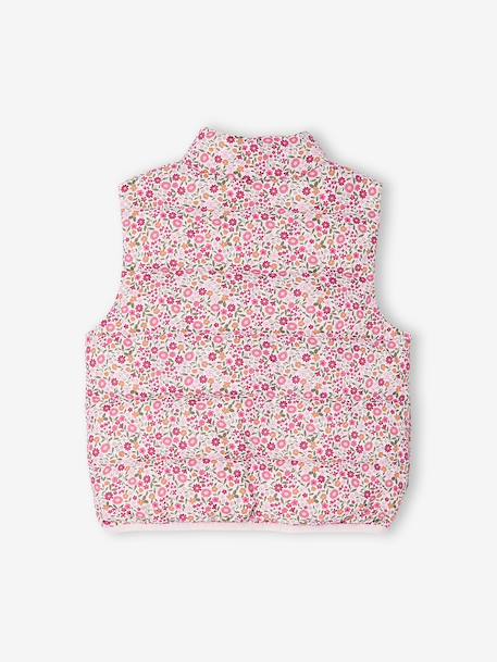 Doudoune fille sans manches motifs fleurs rose imprimé 2 - vertbaudet enfant 