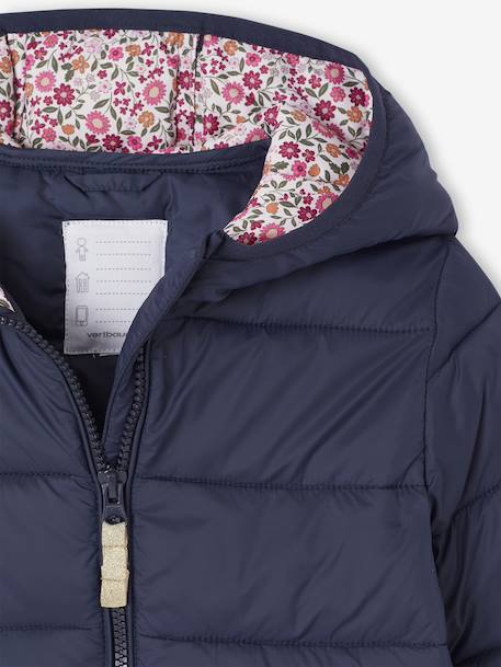 Doudoune fille légère à capuche marine+rose+vert de gris+vieux rose 4 - vertbaudet enfant 
