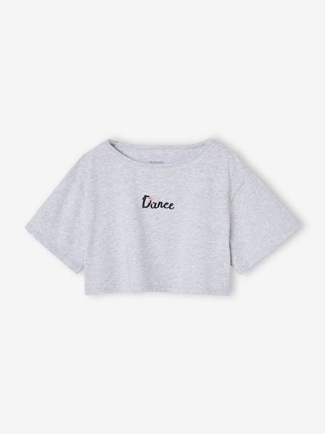 Tee-shirt sport cropped 2 en 1 avec brassière fille gris chiné 2 - vertbaudet enfant 