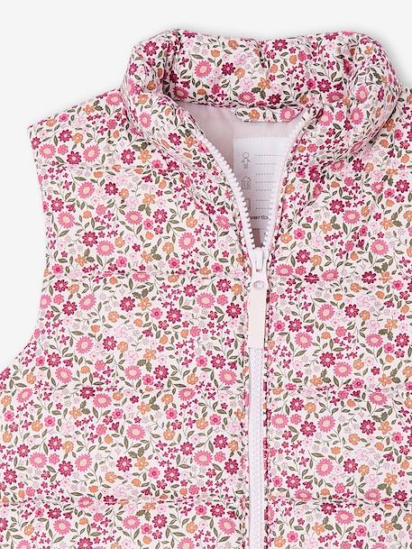 Doudoune fille sans manches motifs fleurs rose imprimé 3 - vertbaudet enfant 