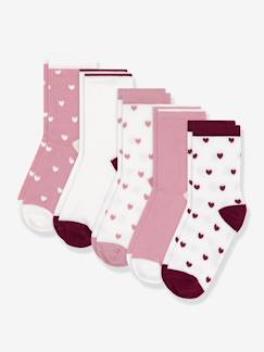 -Lot de 5 paires de chaussettes enfant en coton imprimé coeurs Petit Bateau