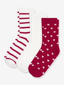 -Lot de 3 paires de chaussettes coton motifs coeurs