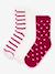 Lot de 3 paires de chaussettes coton motifs coeurs rouge 1 - vertbaudet enfant 