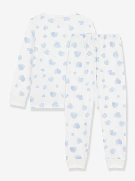 Pyjama enfant en molleton imprimé coeurs bleu clair 3 - vertbaudet enfant 
