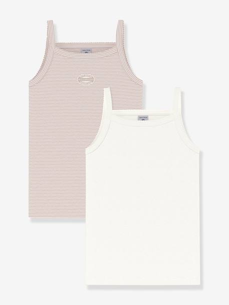 Lot de 2 débardeurs à fines bretelles en coton rose pâle 1 - vertbaudet enfant 
