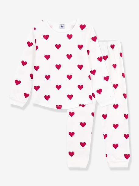 Pyjama enfant imprimé coeurs blanc 1 - vertbaudet enfant 