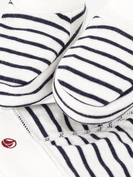 Lot bonnet et chaussons bébé mixte blanc+marine 2 - vertbaudet enfant 