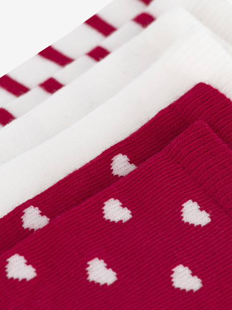 Lot de 3 paires de chaussettes coton motifs coeurs rouge 2 - vertbaudet enfant 