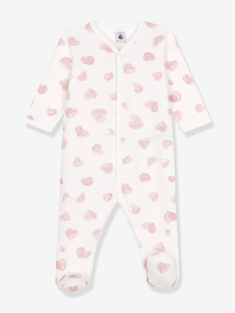Pyjama bébé en molleton imprimé coeurs bleu clair 1 - vertbaudet enfant 