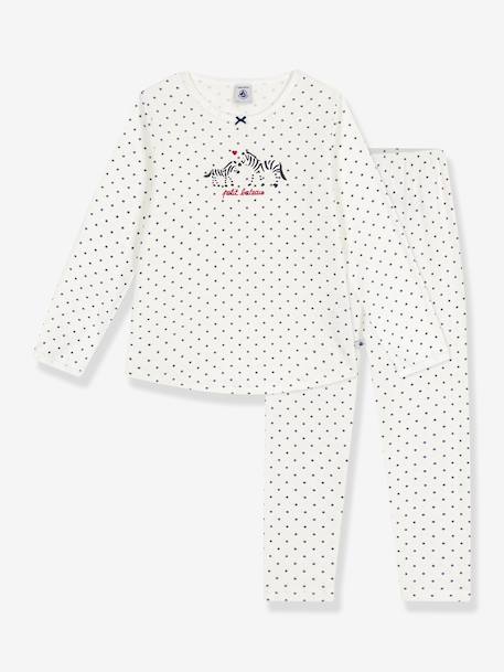 Pyjama fille en coton imprimé pois blanc 1 - vertbaudet enfant 
