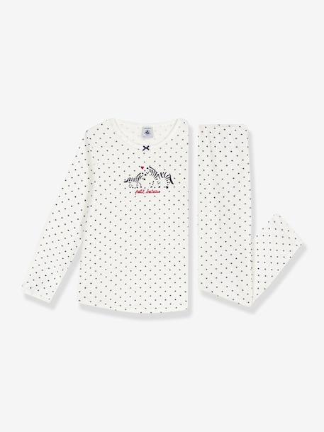 Pyjama fille en coton imprimé pois blanc 2 - vertbaudet enfant 