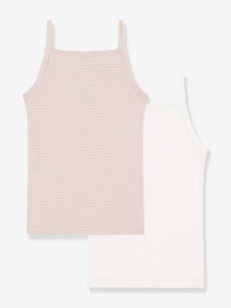 Lot de 2 débardeurs à fines bretelles en coton rose pâle 2 - vertbaudet enfant 