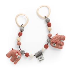 Puériculture-Chaîne de landau crochet fanto en coton bio fleuri