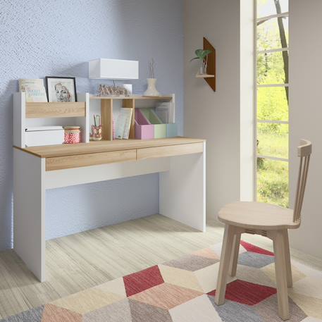 Bureau avec sur-meuble tacco Blanc et bois 1 - vertbaudet enfant 