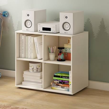 Bloc de rangement 4 cases effet bois  colette Blanc 1 - vertbaudet enfant 