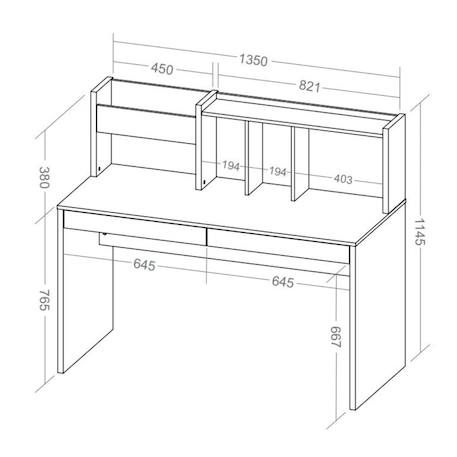 Bureau avec sur-meuble tacco Blanc et bois 3 - vertbaudet enfant 