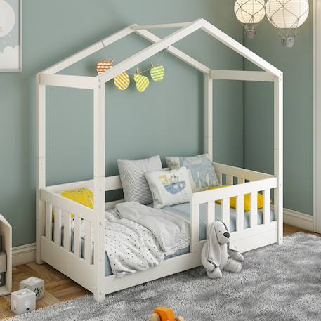 Petit lit cabane évolutif avec tiroirs pin massif charlie Blanc+Bois 1 - vertbaudet enfant 