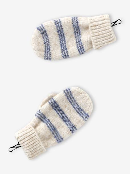 Ensemble rayé fille bonnet + snood + moufles/gants vanille 5 - vertbaudet enfant 