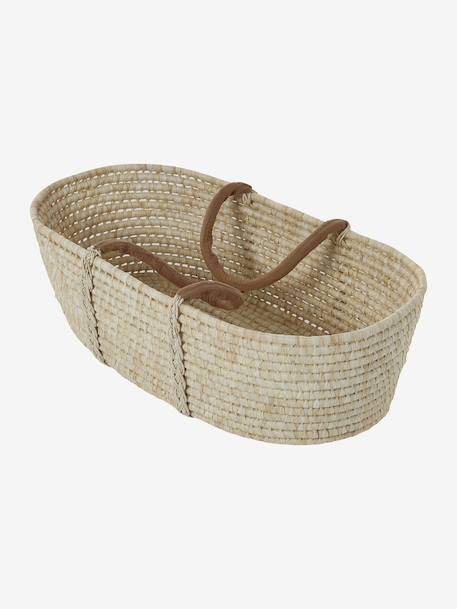 Couffin bébé en fibres naturelles tressées Blanc+Léopard+vert sauge 16 - vertbaudet enfant 