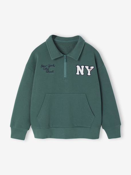 Sweat col camionneur brodé garçon vert 3 - vertbaudet enfant 