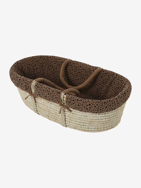 Couffin bébé en fibres naturelles tressées Blanc+Léopard+vert sauge 13 - vertbaudet enfant 