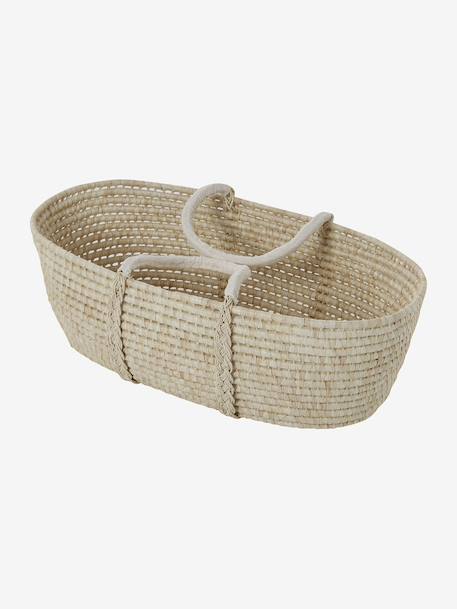 Couffin bébé en fibres naturelles tressées Blanc+Léopard+vert sauge 9 - vertbaudet enfant 