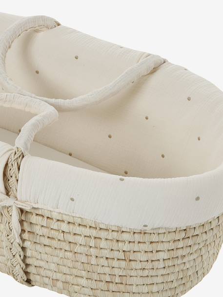 Couffin bébé en fibres naturelles tressées Blanc+Léopard+vert sauge 8 - vertbaudet enfant 