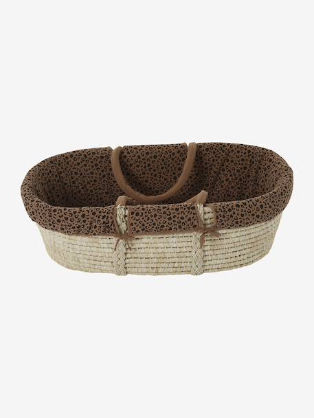 Couffin bébé en fibres naturelles tressées Blanc+Léopard+vert sauge 17 - vertbaudet enfant 