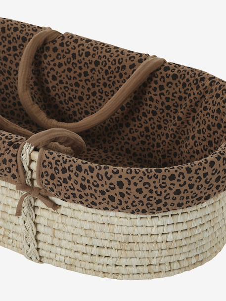 Couffin bébé en fibres naturelles tressées Blanc+Léopard+vert sauge 14 - vertbaudet enfant 