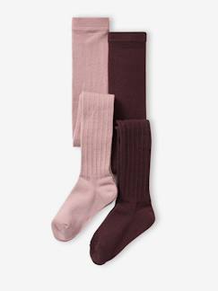 -Lot de 2 paires de collants torsadés fille