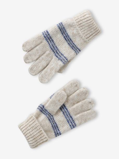 Ensemble rayé fille bonnet + snood + moufles/gants vanille 4 - vertbaudet enfant 