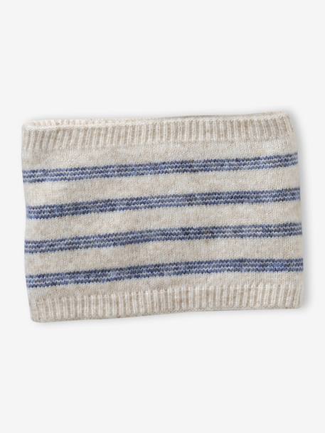 Ensemble rayé fille bonnet + snood + moufles/gants vanille 6 - vertbaudet enfant 