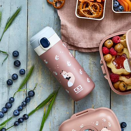 Gourde isotherme à bec verseur 360ml pop Bleu dino+Bleu infinity+Bleu wolf+Cannelle fox+Graphic papercut+Rose birds+Vert natural+Vert raccoon 20 - vertbaudet enfant 