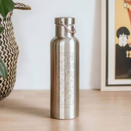 Gourde en inox isotherme 750 ml groovy fleurs de cerisier Gris 2 - vertbaudet enfant 