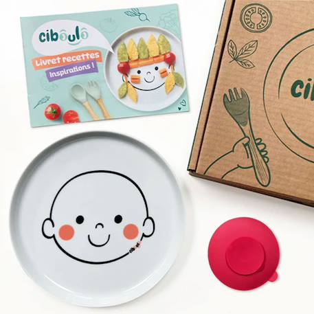 Box assiette porcelaine bonhomme + ventouse + livret d'inspirations Multi-coloured 1 - vertbaudet enfant 