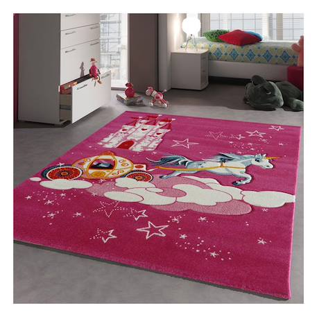 Tapis enfant tissé motif licorne Rose 1 - vertbaudet enfant 