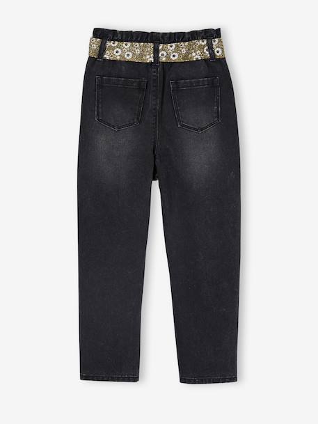 Jean style paperbag et sa ceinture fleurie fille denim brut+denim gris+noir+stone 10 - vertbaudet enfant 