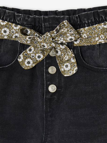 Jean style paperbag et sa ceinture fleurie fille denim brut+denim gris+noir+stone 11 - vertbaudet enfant 