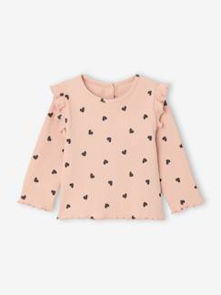T-shirt en côtes manches volantées bébé fille  - vertbaudet enfant