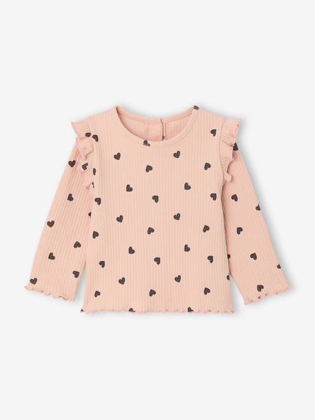 T-shirt en côtes manches volantées bébé fille écru+rose poudré 5 - vertbaudet enfant 