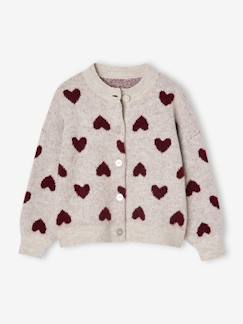 -Gilet jacquard coeurs fille