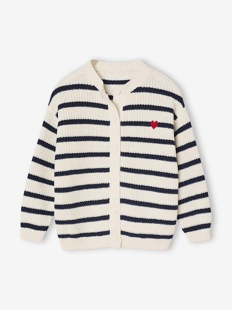 Gilet fille fantaisie en côte perlée blush+écru+vanille 4 - vertbaudet enfant 