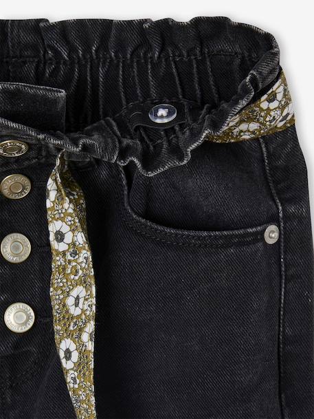 Jean style paperbag et sa ceinture fleurie fille denim brut+denim gris+noir+stone 12 - vertbaudet enfant 