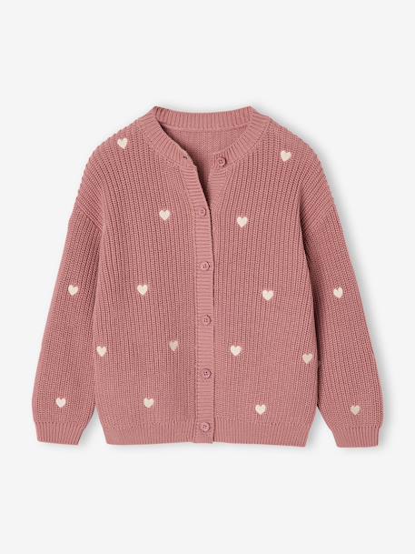 Gilet fille fantaisie en côte perlée blush+écru+vanille 1 - vertbaudet enfant 