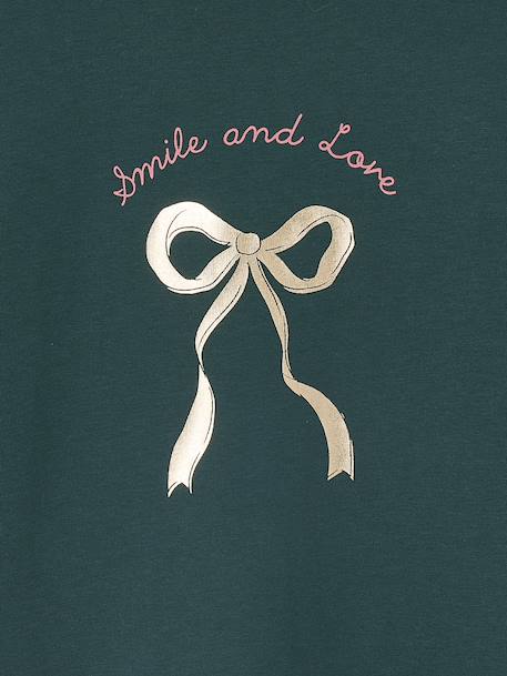 T-shirt animation métallisée fille manches longues anthracite+blanc+vert sapin 11 - vertbaudet enfant 